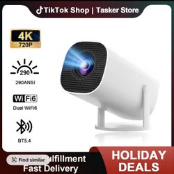 🔥Brand new🔥 [2026 New Year picks]Portable Smart Projector with 180° Rotating Stand, Ultra HD Decoding, Auto Keystone Correction, Dual-Band WiFi Wire