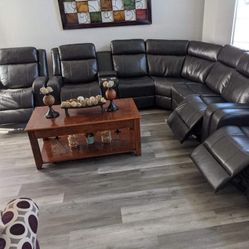 New Gray Power Recliner Sectional Couch with 2 Recliner Power Chairs / Free Delivery 