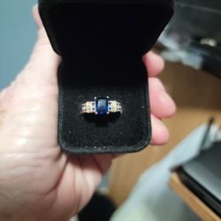 Size 7 Sapphire Ring Yellow Gold Filled