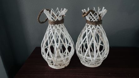 🕯️ Rustic Farmhouse Lantern Candle Holders – Set of 2 – $10  📍 Pickup: S. Durango & 215 near IKEA, Las Vegas  Charming rustic farmhouse-style lanter
