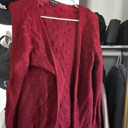 Long red cardigan 