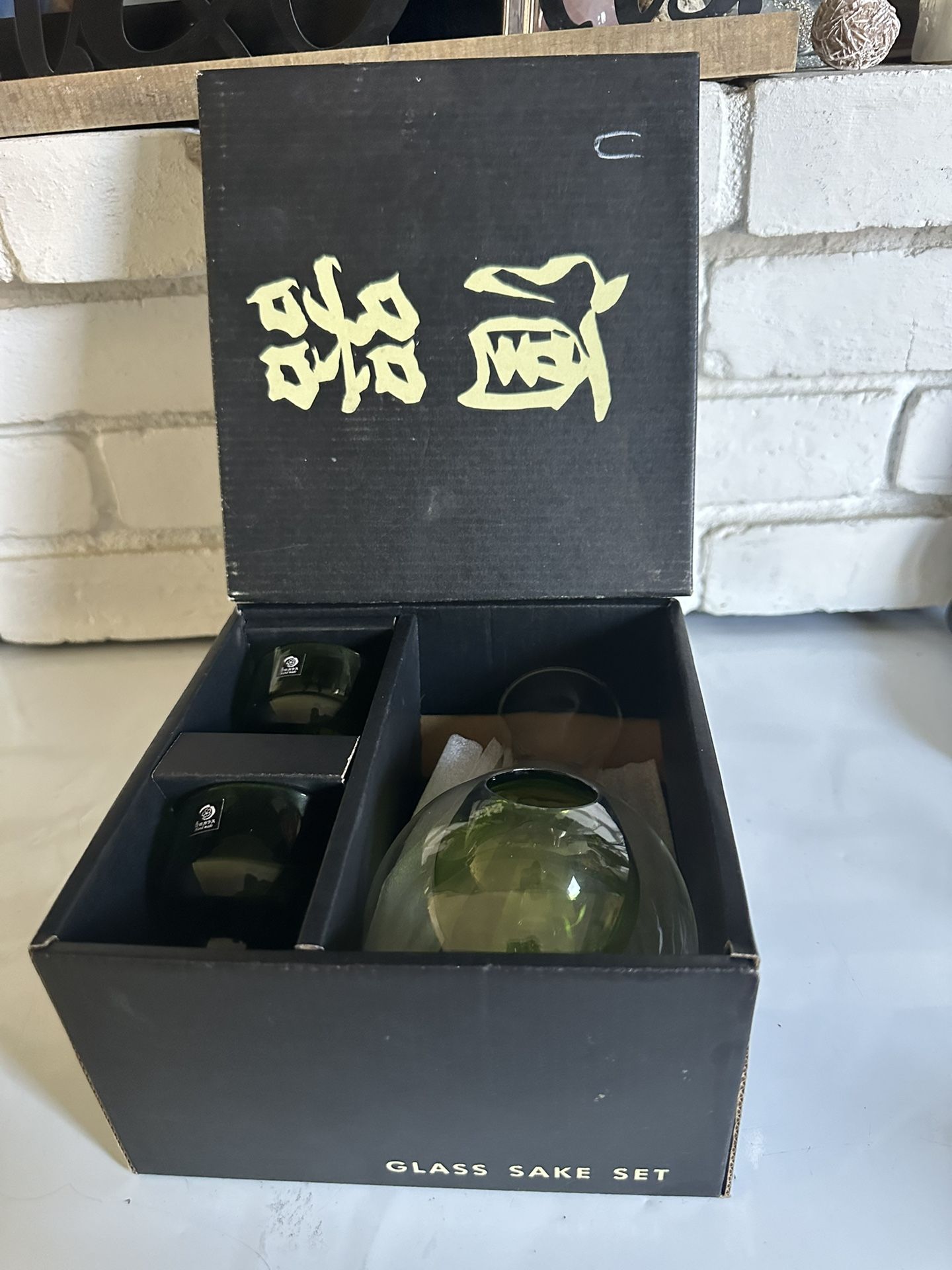 Glass Sake Set for Cold Sake - Green