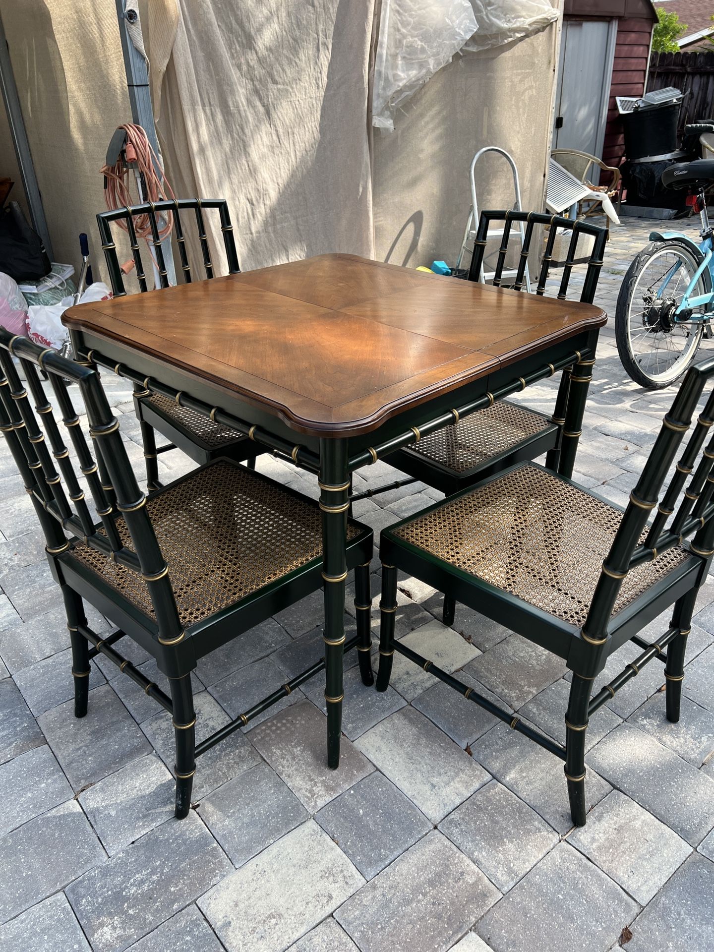 Bamboo Kitchen Table with Chairs, Vintage 