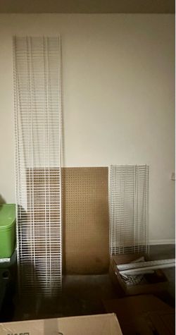 4 Wire Shelves and 1 Pegboard