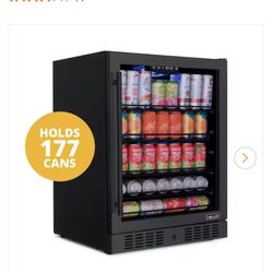 Black Stainless Stell Beverage Fridge 24 In