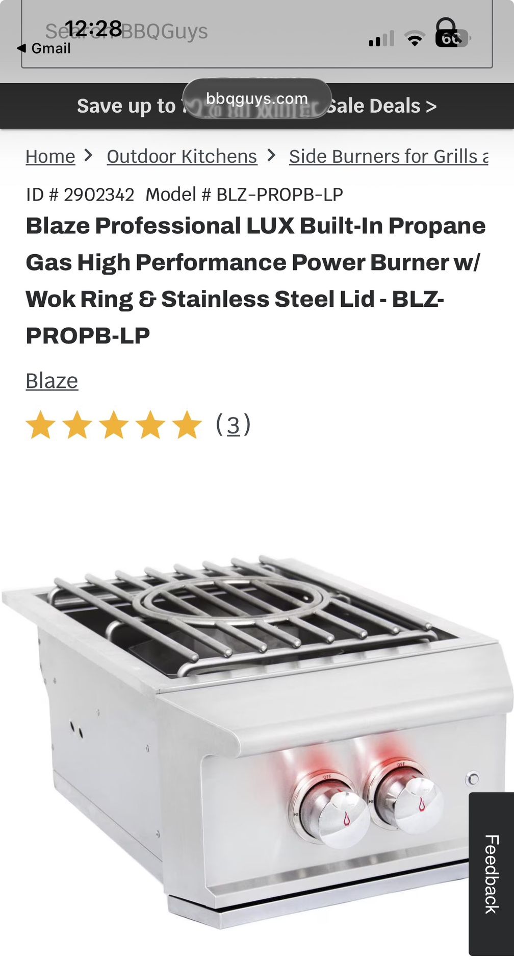 brand-new Blaze Professional LUX built-in propane power burner