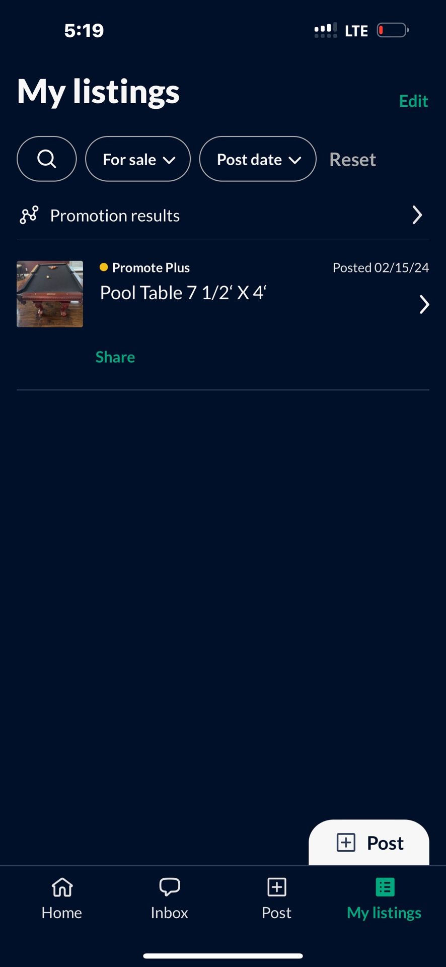 Pool Table 7 1/2‘ X 4‘