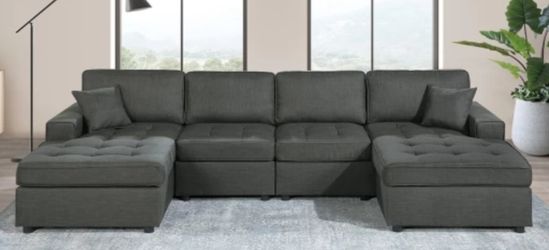 Brand New Grey Super Plush Sectional Sofa