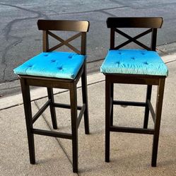 2 - IKEA Ingolf Bar Height Stools With backrest