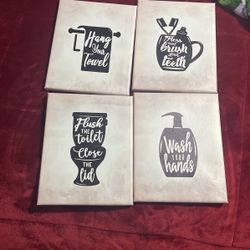 Bathroom Canvas 4 Pc set