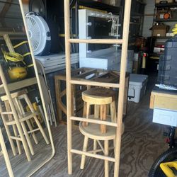 Decorative Wooden  Ladder And Wooden Stools