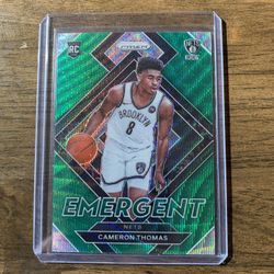 2021-22 Prizm NBA Cam Thomas GREEN WAVE SP Emergent Rookie RC #4 Brooklyn Nets