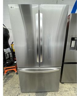 LG Counter-Depth MAX 26.5-cu ft 3 -Door 36-in Wide Smart Compatible French Door Refrigerator with Ice Maker with Water Dispenser ( Stainless Steel ) E