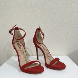 Sam Edelman Ariella Red Suede Ankle Strap Heels