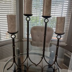 4 Piece Candle Holders and 4 Candles