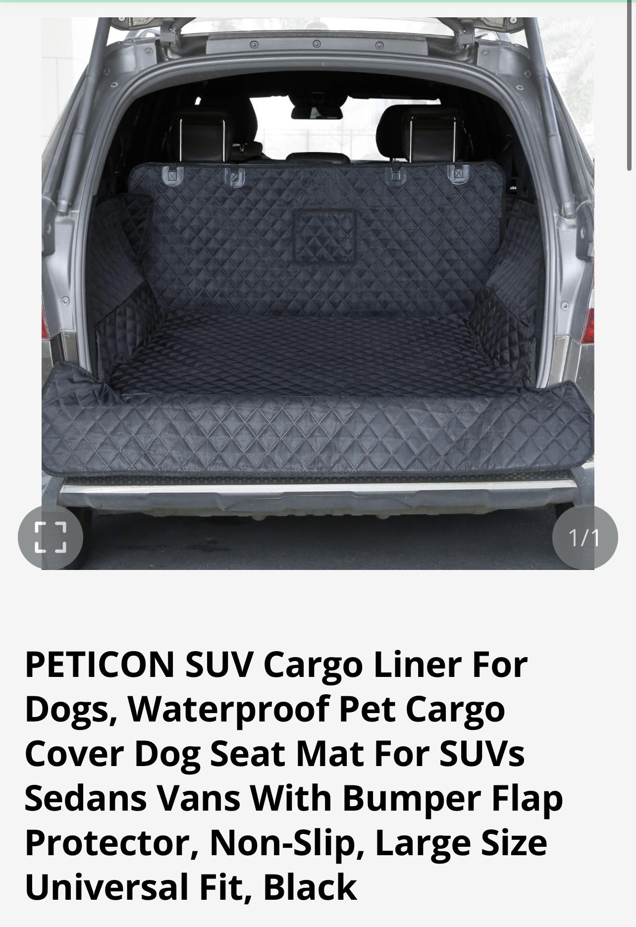 PETICON SUV Cargo Liner For Dogs, Waterproof Pet Cargo Cover Dog Seat Mat For SUVs Sedans Vans With Bumper Flap Protector, Non-Slip, Large Size Univer