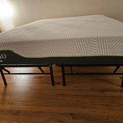 Lucid 10inch Latex Hybrid Mattress + Zinus Smartbase Foundation Queen Size- Like New!
