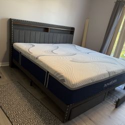 LIKE NEW King Novaform Mattress & Upholstered Storage Bed Frame