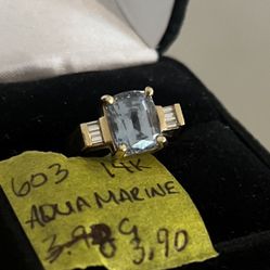 Stunning 3.9 Carat Aquamarine + 14K Gold Ring