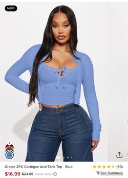 Gracie 2PC Cardigan and Tank Top Blue