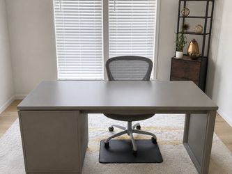 Gray Office Desk with Storage