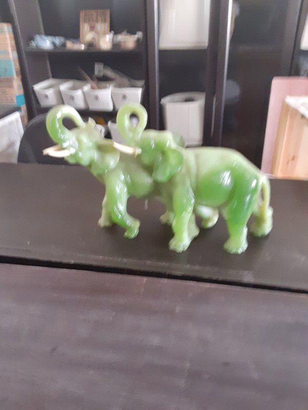 Jade Colored Elephant Sculputre