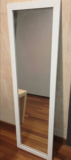 Mirror White Wood Frame Rectangle Dressing Wall Hanging
