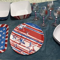 Pier One 4th Of July Glasses And Plastic ware 