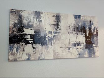 Blue and white abstract canvas 24”x48”