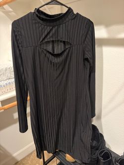 Black Ribbed Mock Neck Cutout Mini Dress