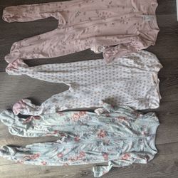3 lightweight zipper baby onesies 