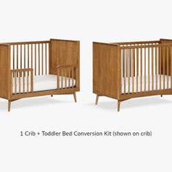 west elm x pbk Mid-Century Nursery Set In Acorn - Crib, Dresser And Bookcase In Excellent Condition