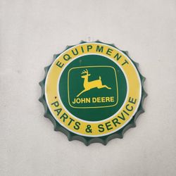 John Deere Farm Tractor Parts And Service Bottle Cap Metal Sign 
