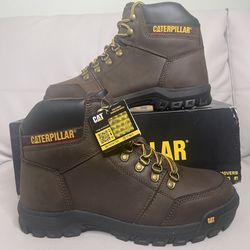 Caterpillar Outline Soft Toe Safety Work Leather Brown Boots Men’s Size 10 NEW 