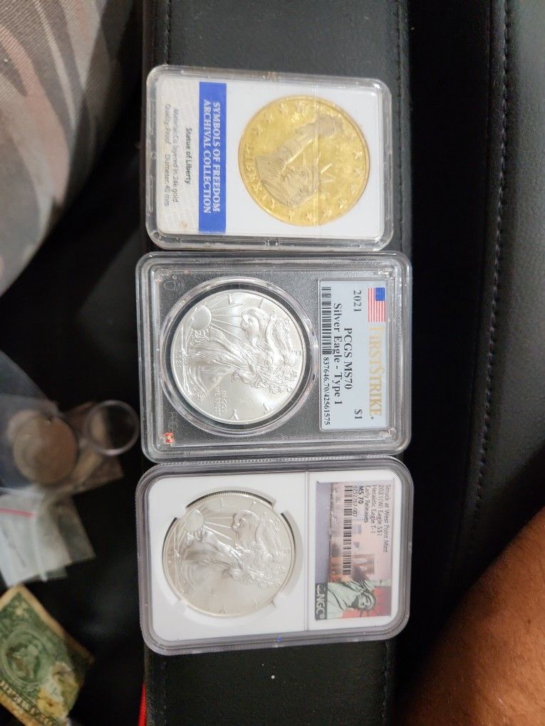 Silver Eagle Ms 70 Coins And Statue Of Liberty Coin