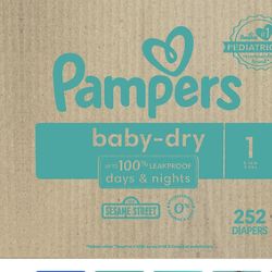 Pampers Baby-Dry Diapers, Size 1,  252 