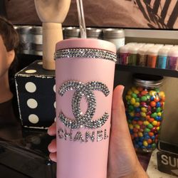 New Pink Rhinestoned Cup
