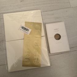 Wedding invitation supplies — 50 cream envelopes and 50 gold floral wax seals