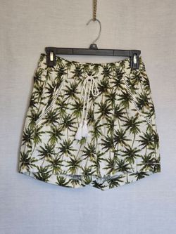 Briggs Women's Tropical Linen Blend Shorts Elastic Waist Pockets Sm. 26-28