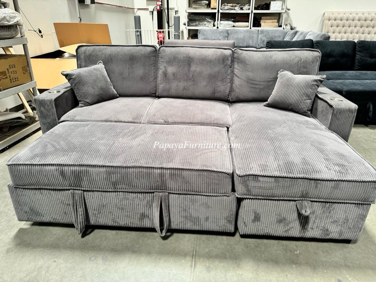 Brand New! Convertible Sectional Sofa With Pull-out Bed And STORAGE