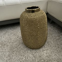 Kingston Living 9.25" Gold Round Spiked Decorative Flower Vase