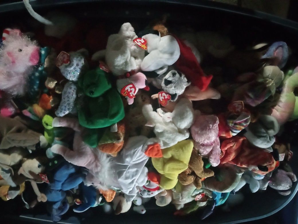 1300 Beanie Babies A lot Original Some Listed At 8,000 All With Tags In Mint Condition