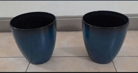 PAIR of 11" (Tall) Blue Resin Planters (2 for $35) @ Lasting Creations
