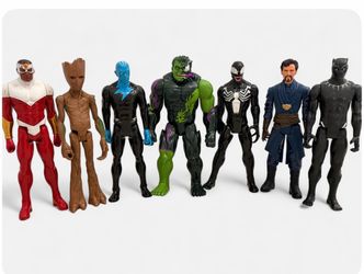 Marvel Action Figures Lot Venom Hulk Groot Black Panther Doctor Strang