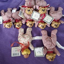 New Russ Wood Head Bears Beanies New Were $5 Ea Now $1 Each 