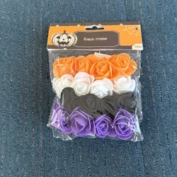 New In Package Halloween Foam Roses Flowers  Purple Orange White Black Art Craft Supplies
