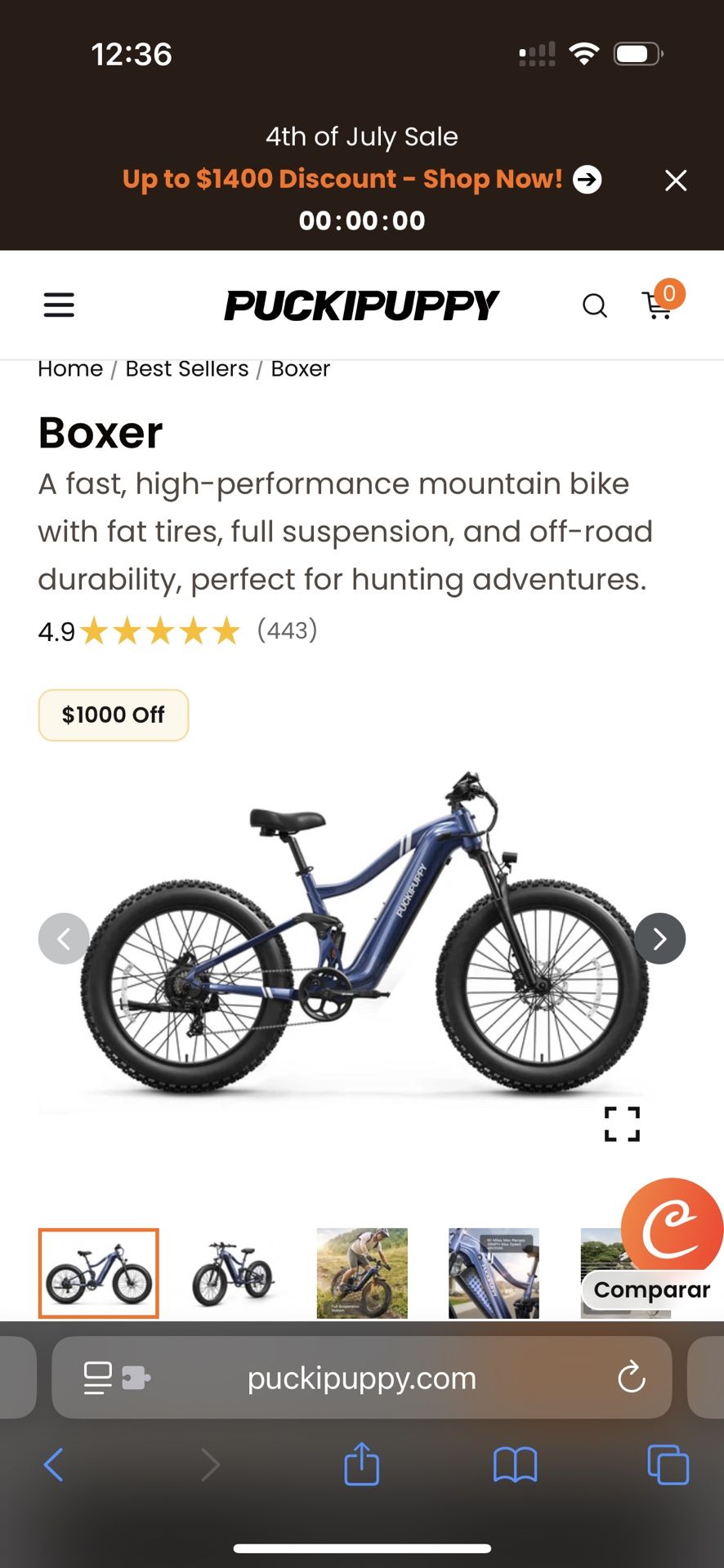BRAND NEW **PUCKIPUPPY** BOXER - NEW BLUE E-BIKE