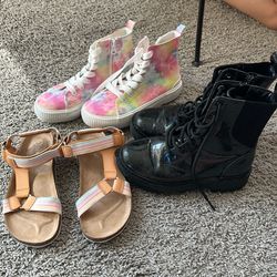 Three New Pairs Girls Shoes/Sandals/Boots Size 1