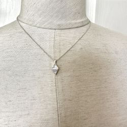 Prism Silver Tone Rhinestone Crystal Pedant Necklace 