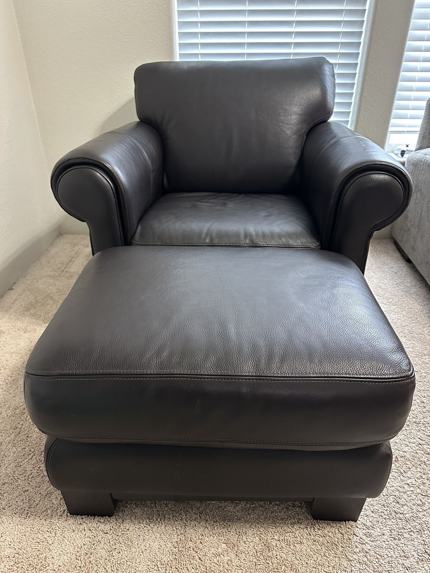 Large Leather Chair With Ottoman